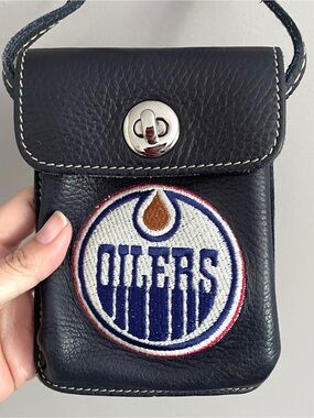 Roots Navy Blue Oilers Patch Shoulder Pouch Bag - Small